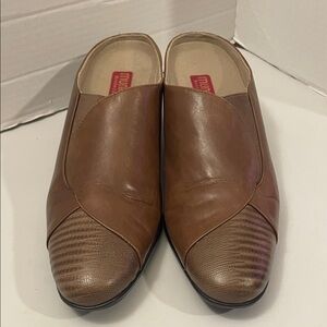 Munro Two-Tone Brown Leather Mules